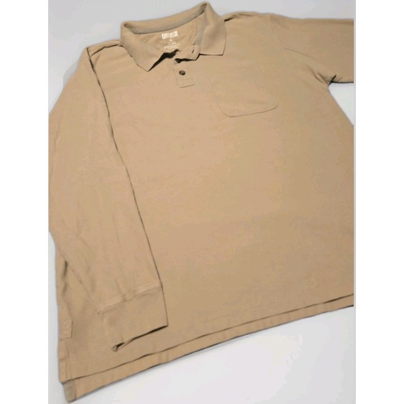 Duluth Pack Other - Duluth Trading Co Mens Long Sleeve Polo Shirt XL Tan Cotton Pocket Pin Hole